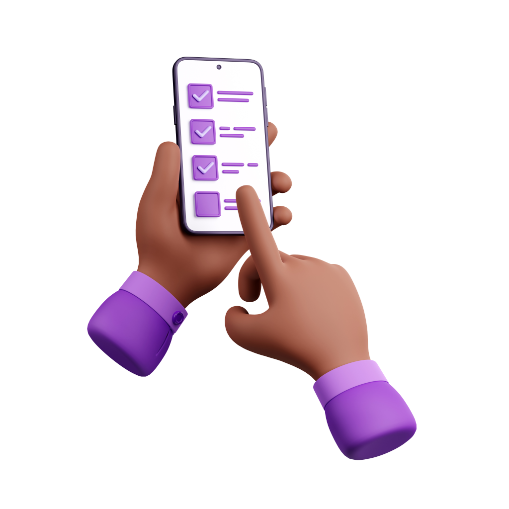 smartphone de rendu 3d dans les mains noires avec le doigt